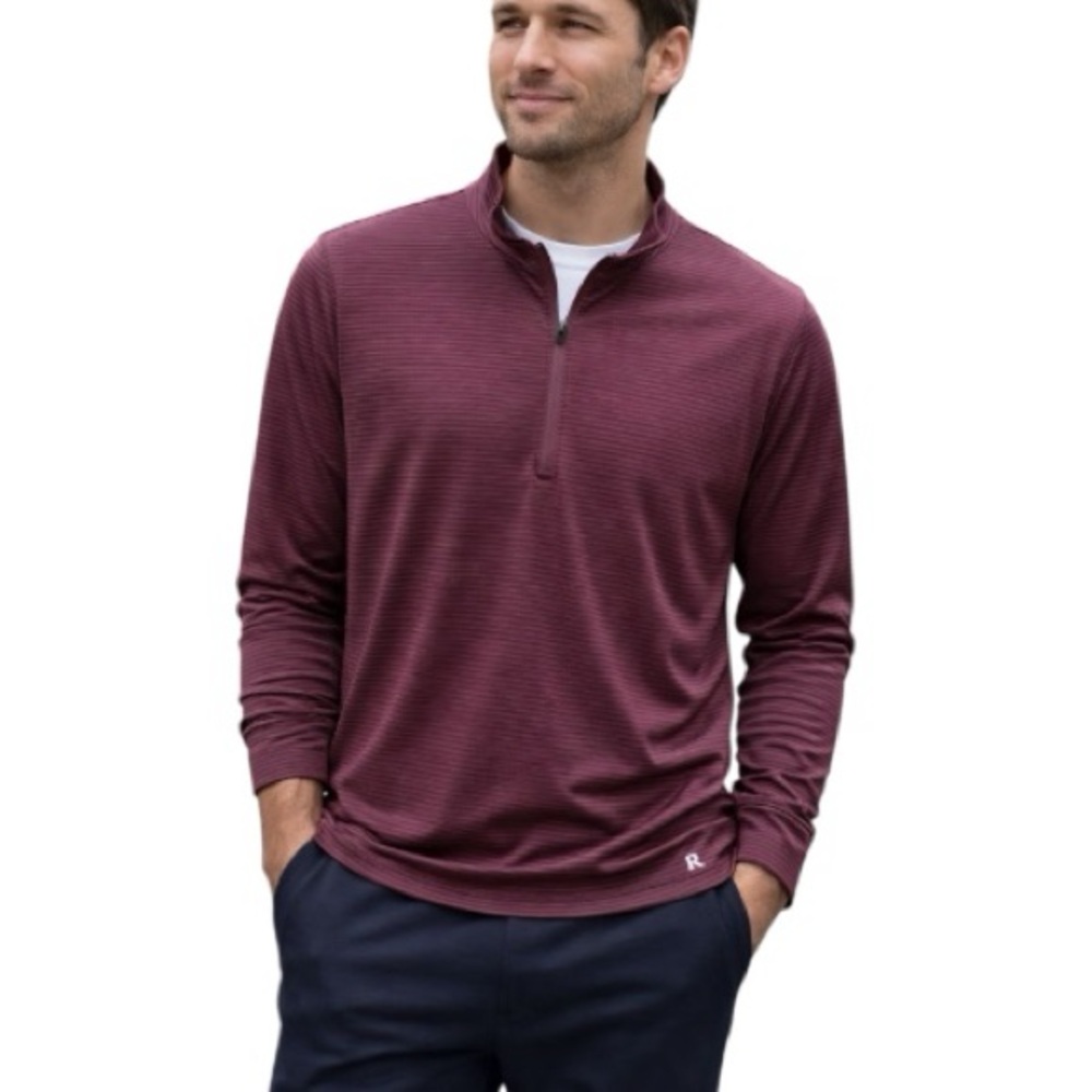 R.O.W. Connor 1/4 Zip Pullover Men’s‎ XL Bordeaux Mini Stripe NWT